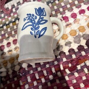 Handcrafted Ceramic Mug with Blue Floral Design